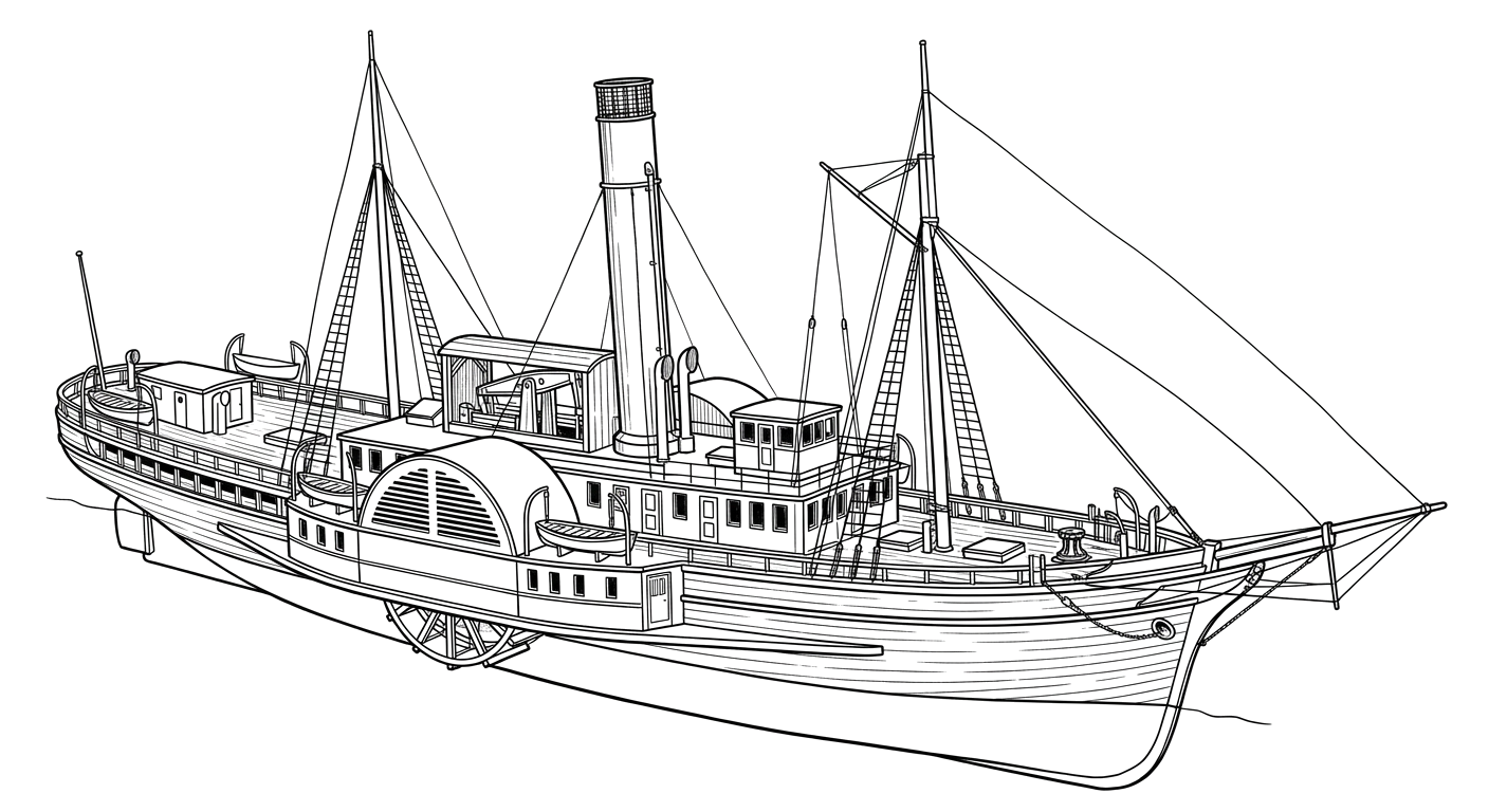 Engraved line drawing of the Morning Star