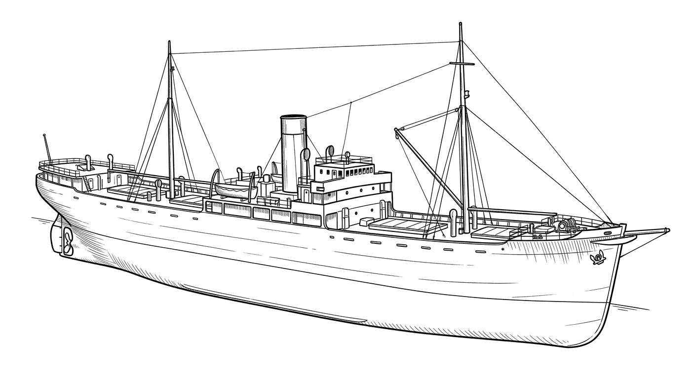 Engraved line drawing of the S.S. Arthur Newell Talbot