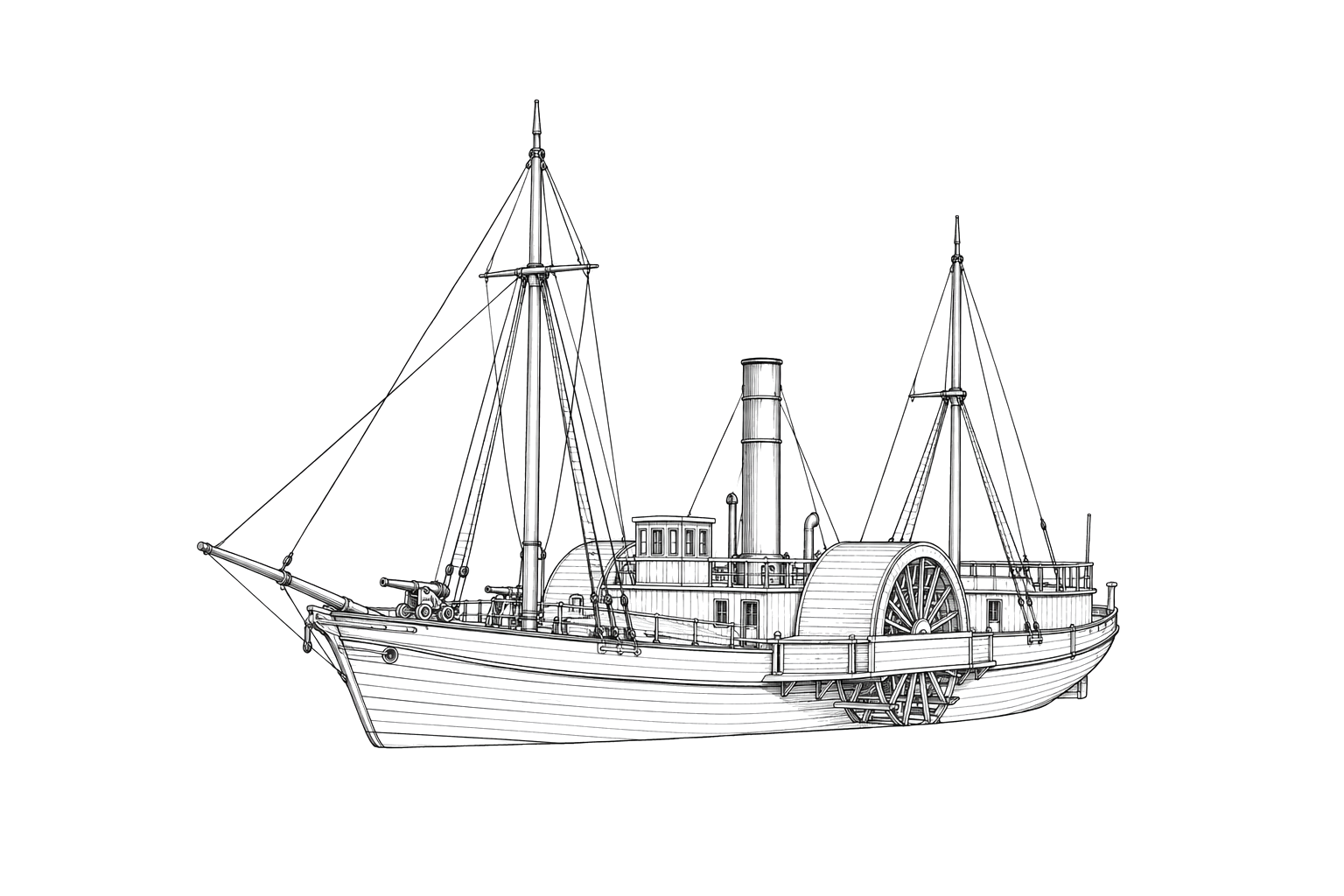 Engraved line drawing of the CSS Firefly