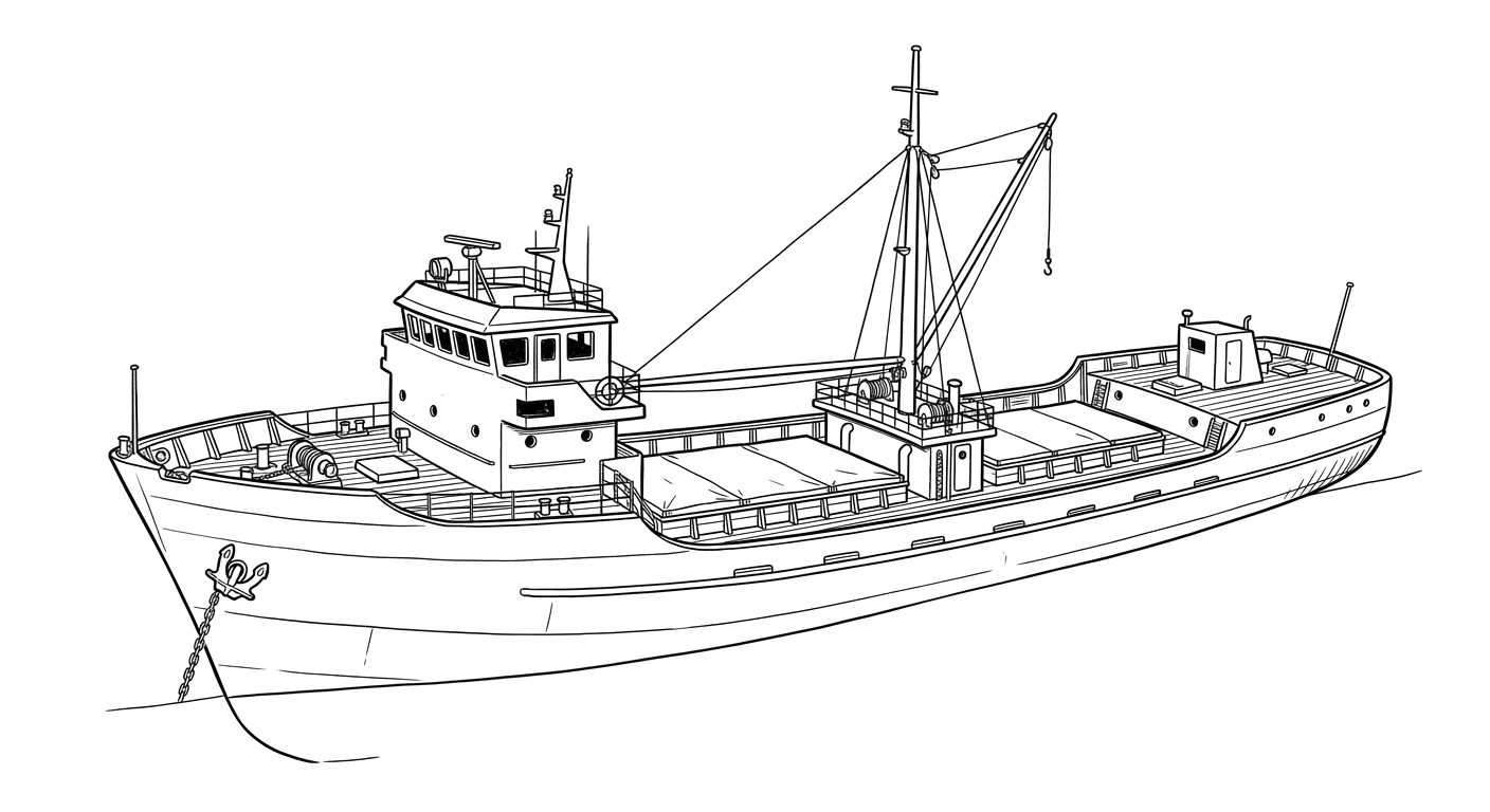 Engraved line drawing of the Ana Cecilia