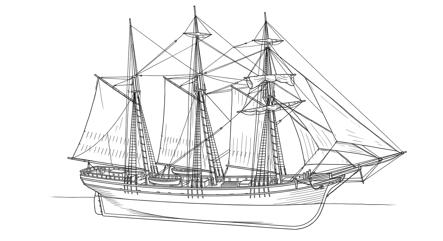 Engraved line drawing of the Edward E. Skeele