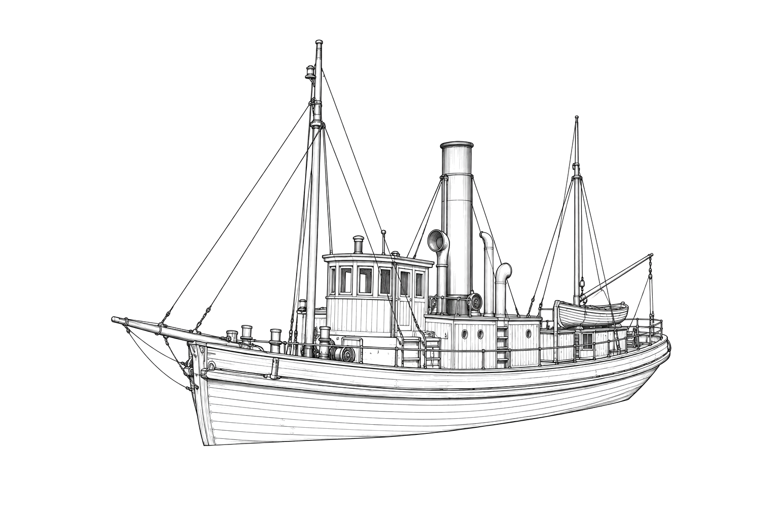 Engraved line drawing of the USS Althea