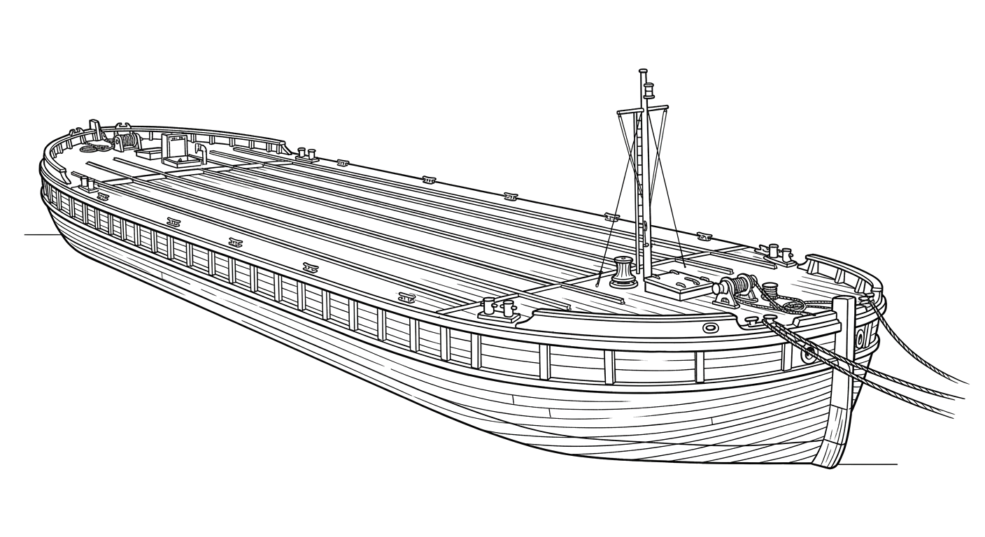 Engraved line drawing of the Car Ferry No. 2