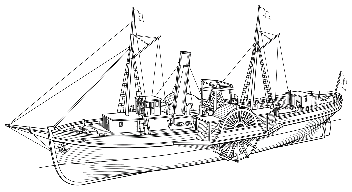 Engraved line drawing of the Anthony Wayne