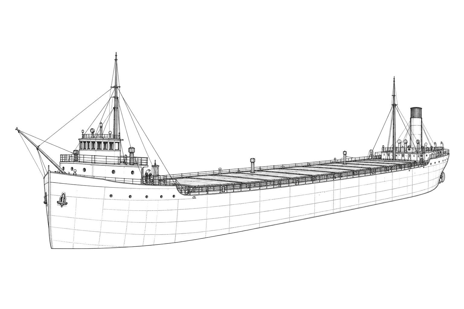 Engraved line drawing of the James H. Reed