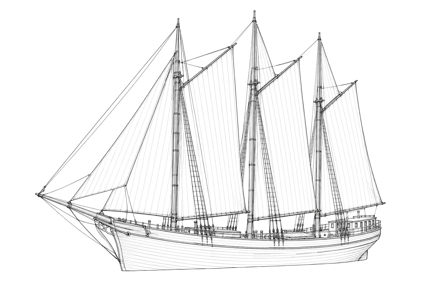 Engraved line drawing of the Grace A. Channon