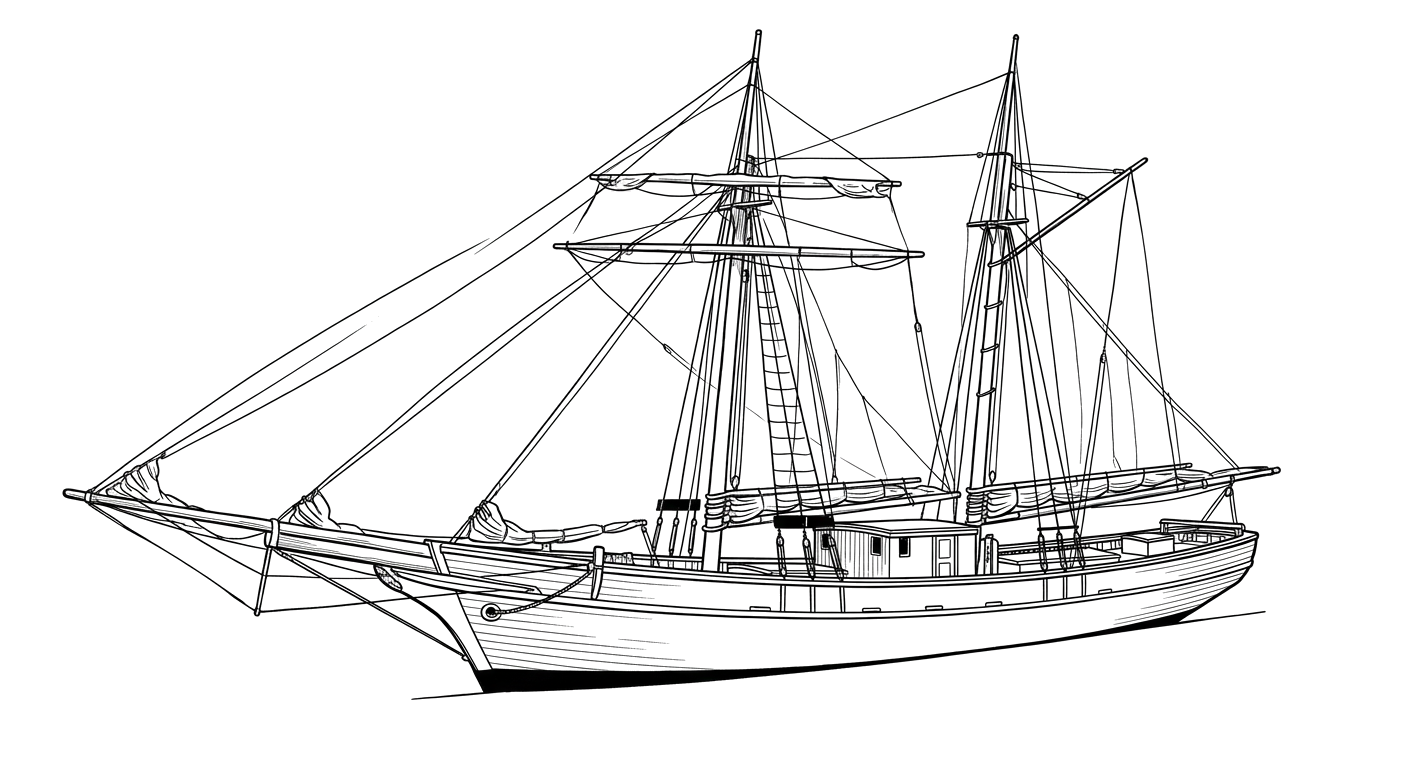 Engraved line drawing of the John B. Manning