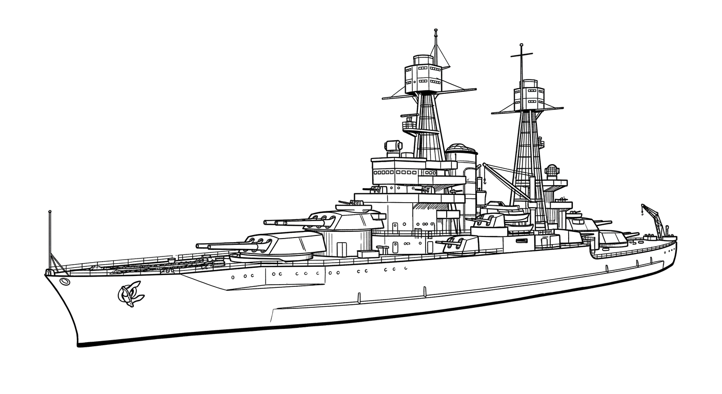 Engraved line drawing of the USS Nevada