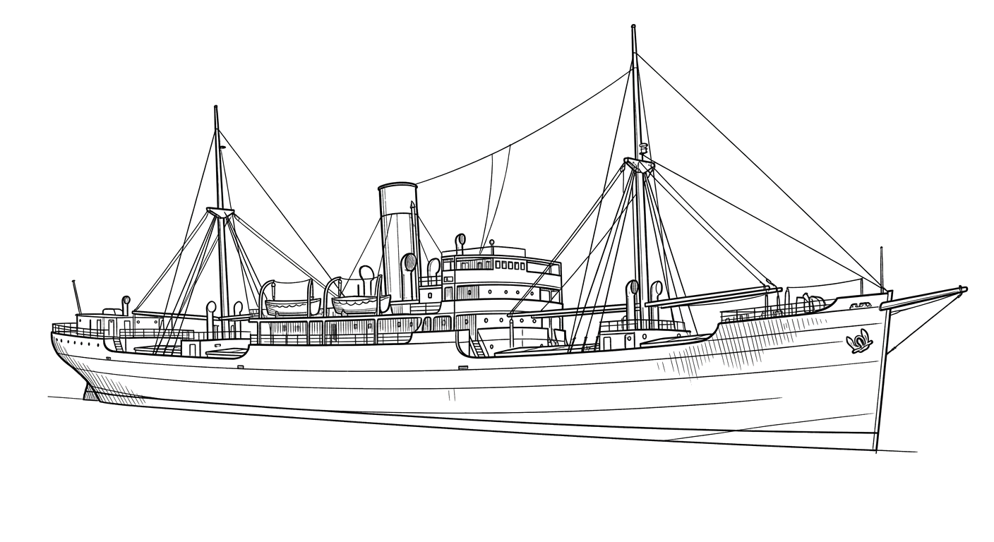 Engraved line drawing of the SS Oaxaca