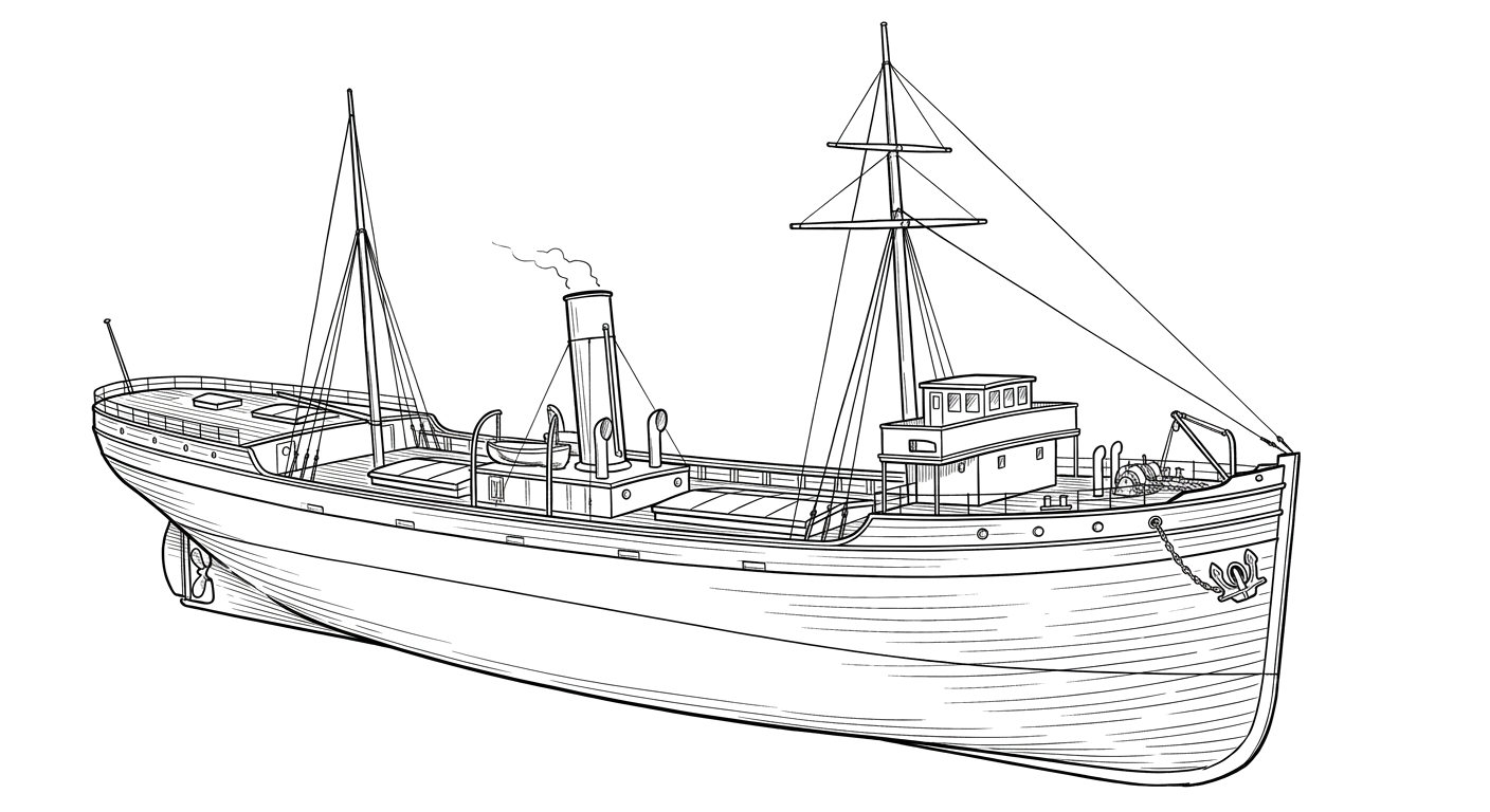 Engraved line drawing of the SS Florida