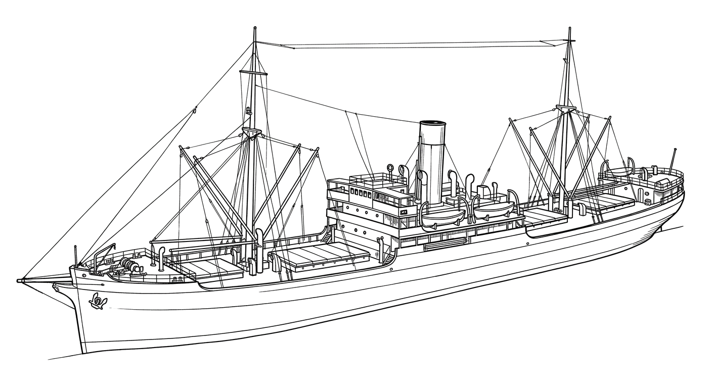 Engraved line drawing of the SS Chickasaw