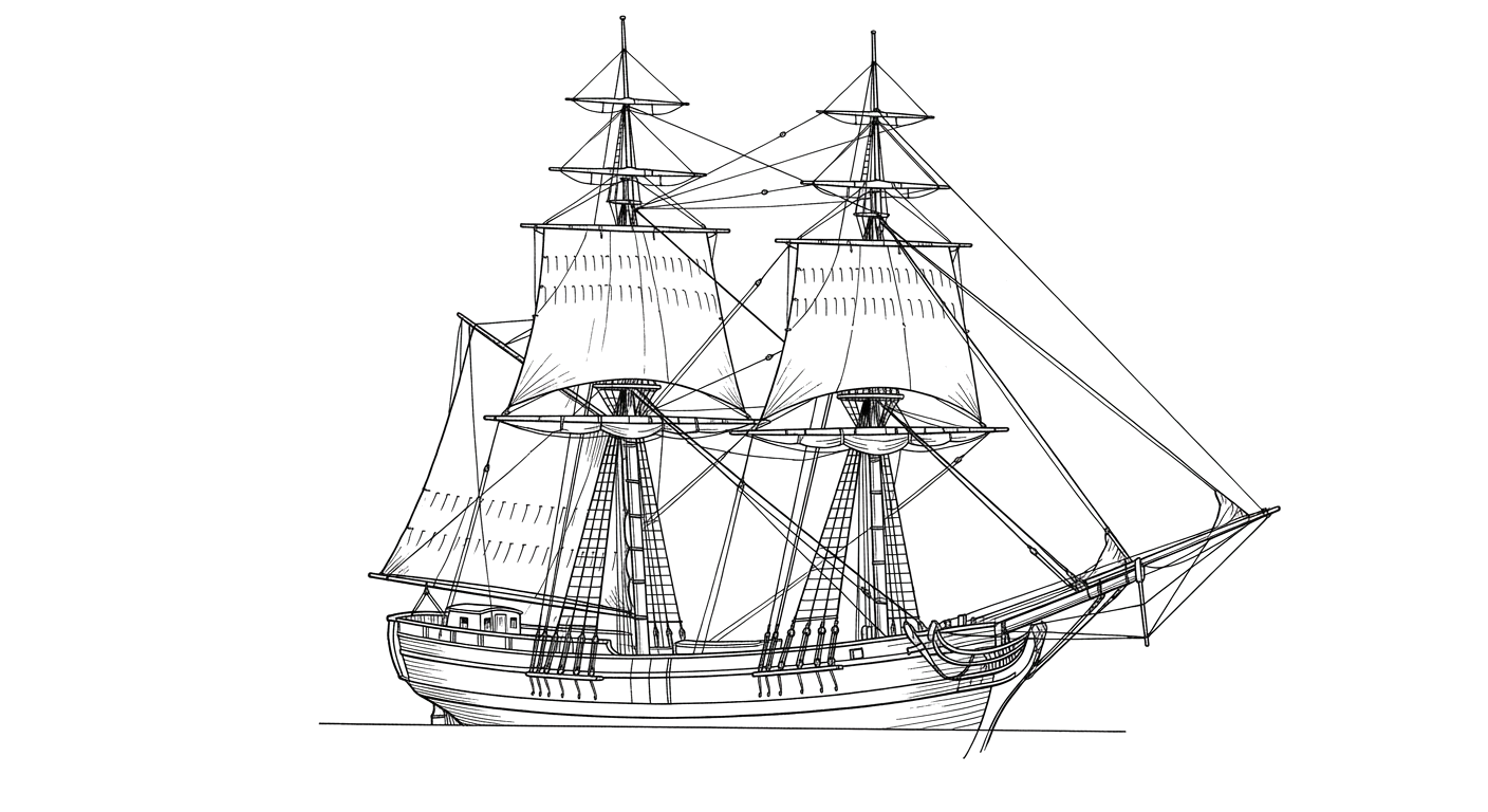 Engraved line drawing of the Betsy