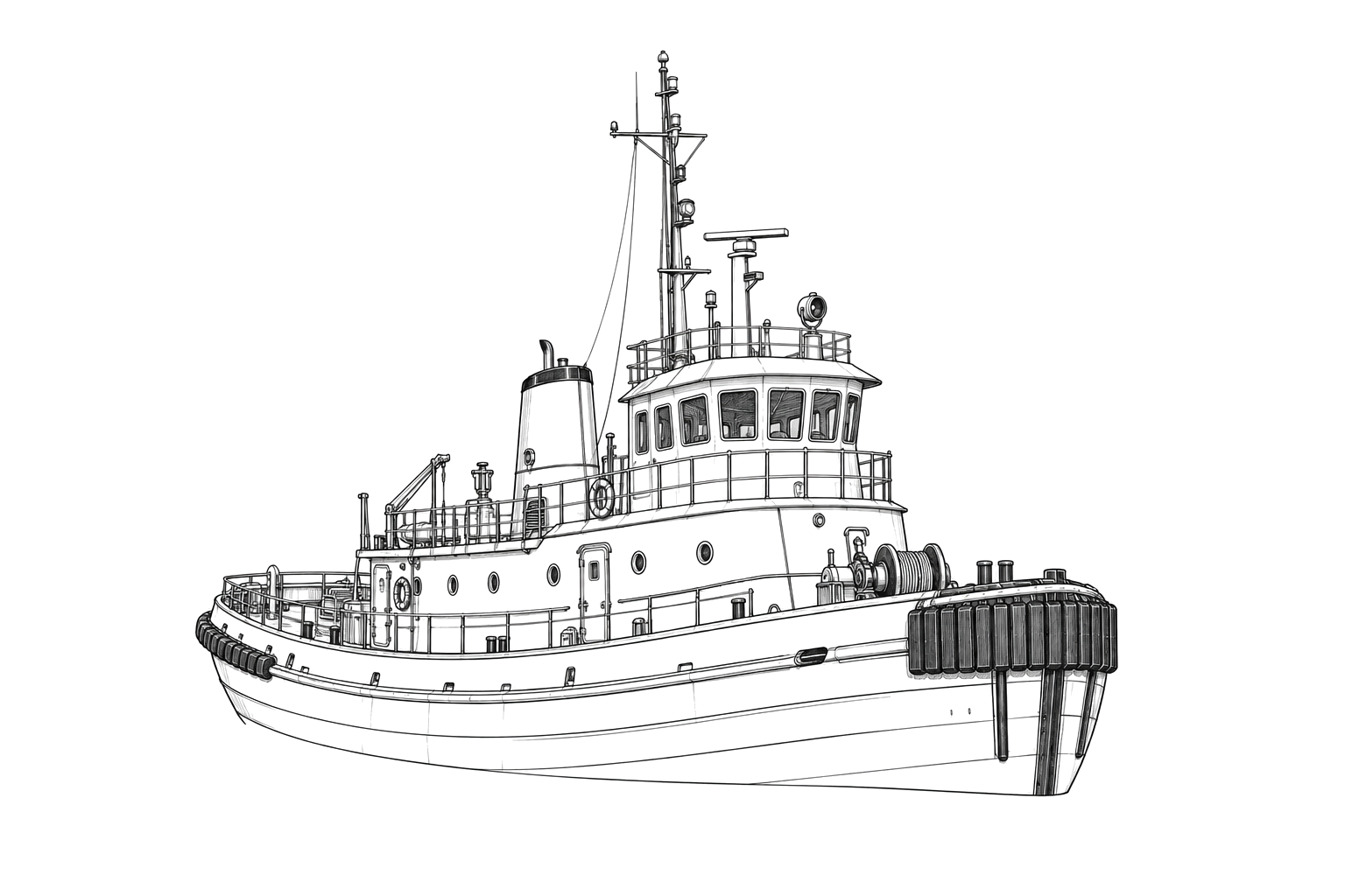 Engraved line drawing of the Jay Scutti