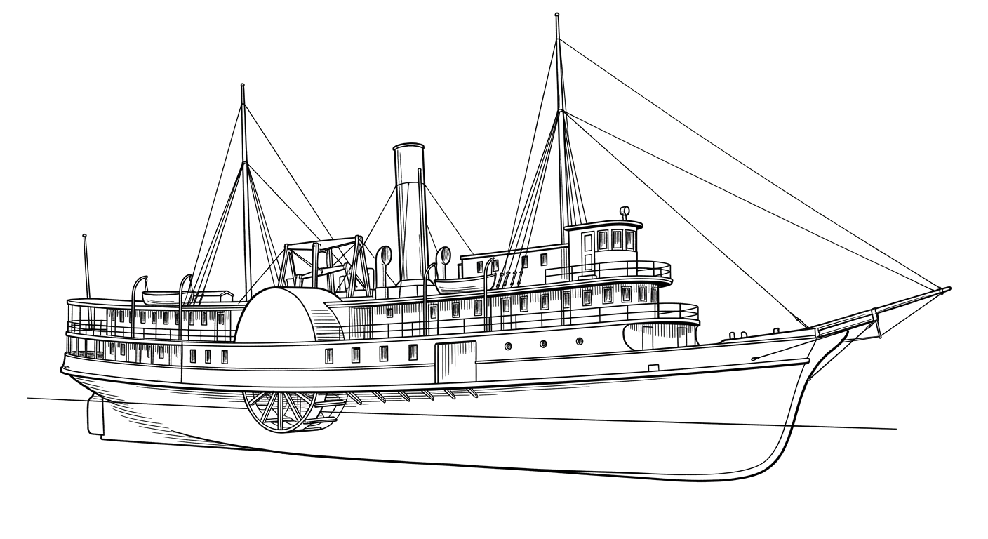 Engraved line drawing of the Champlain II