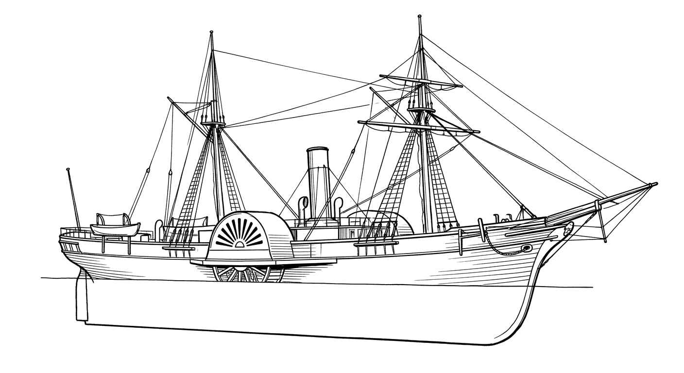 Engraved line drawing of the Hattie C. Besse
