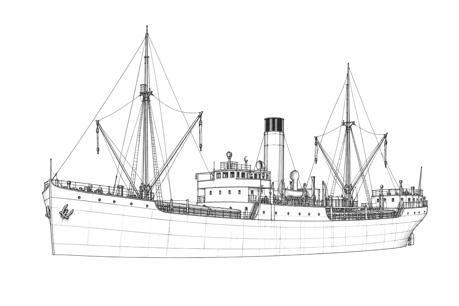 Engraved line drawing of the Esparta