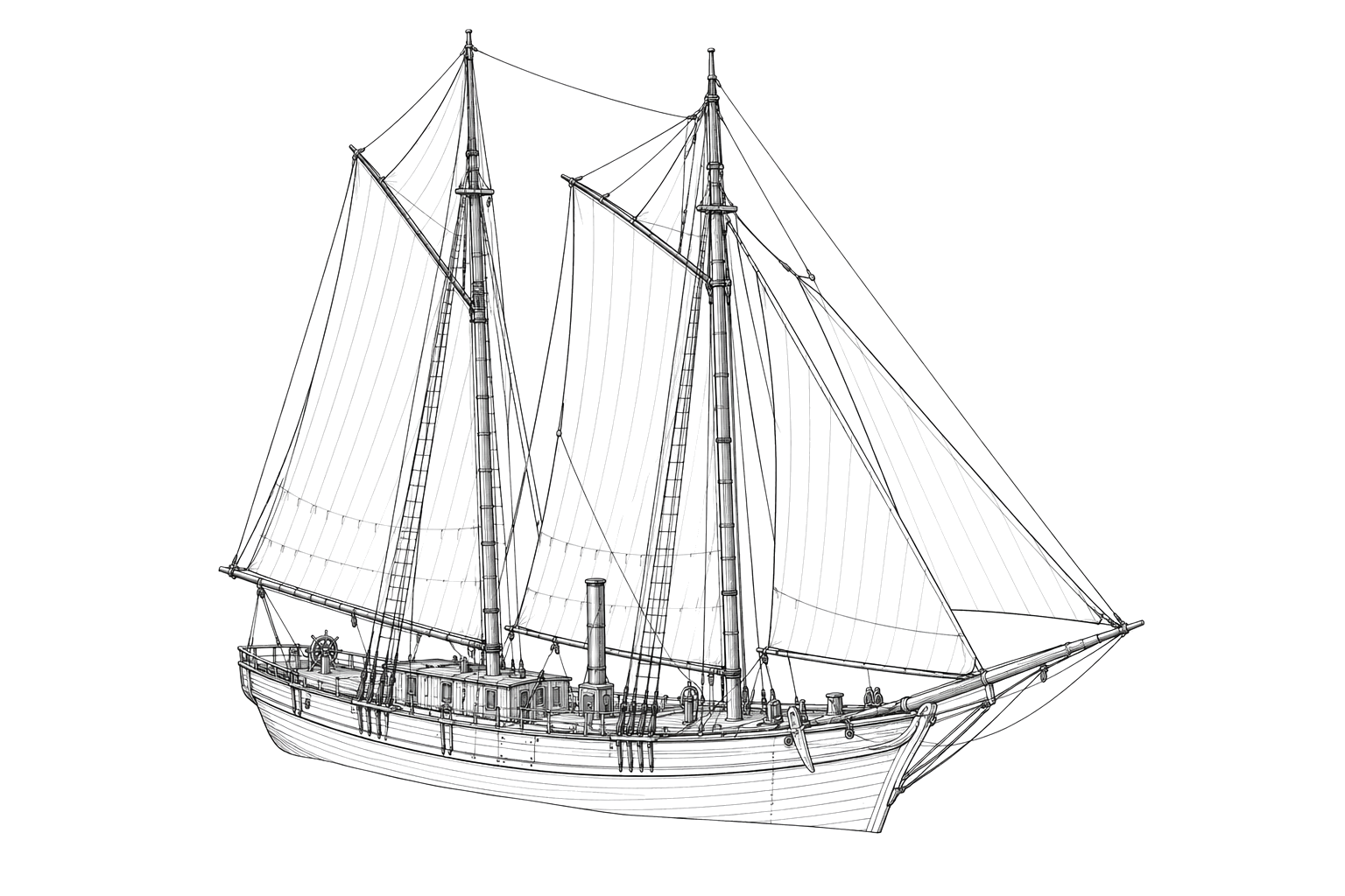 Engraved line drawing of the Water Witch