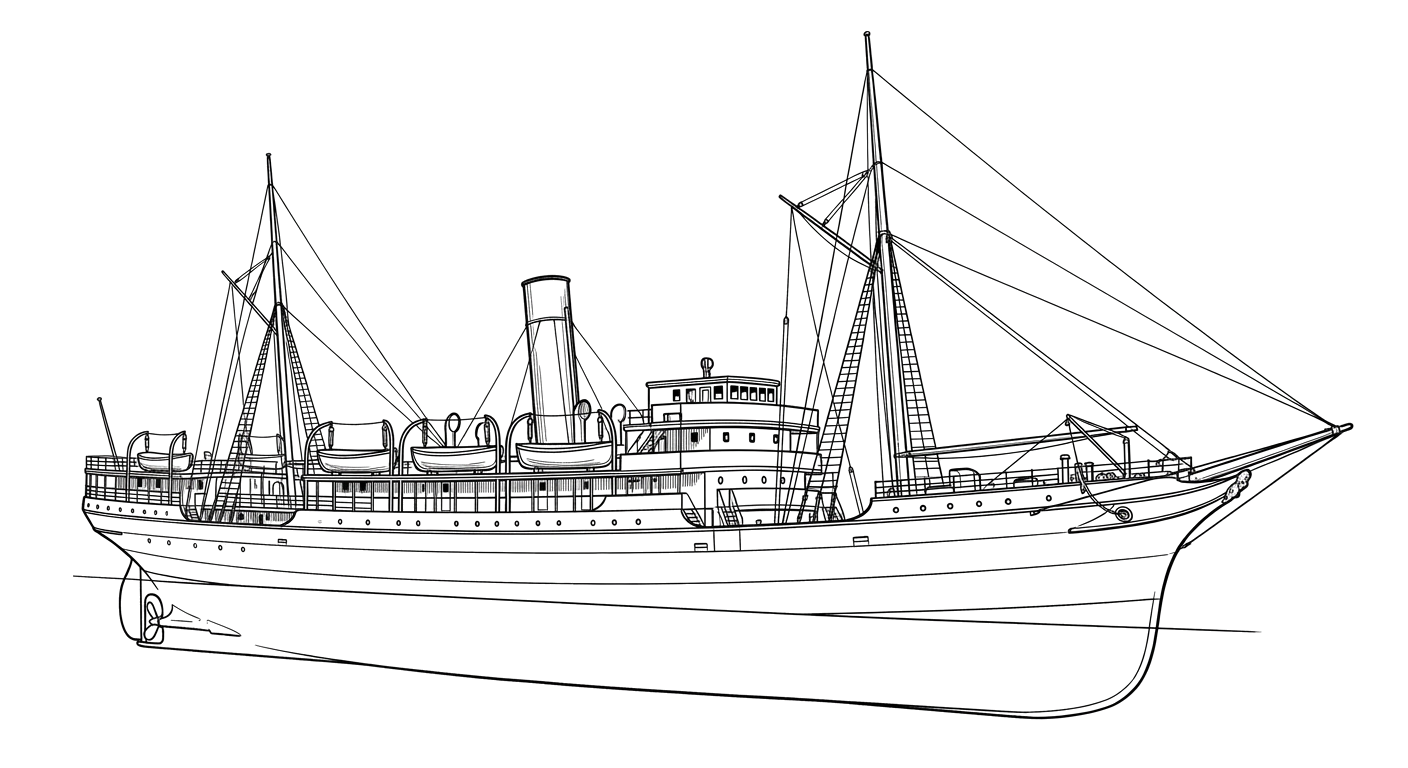 Engraved line drawing of the SS Valencia