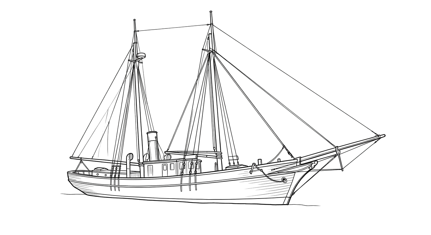 Engraved line drawing of the Brooklyn