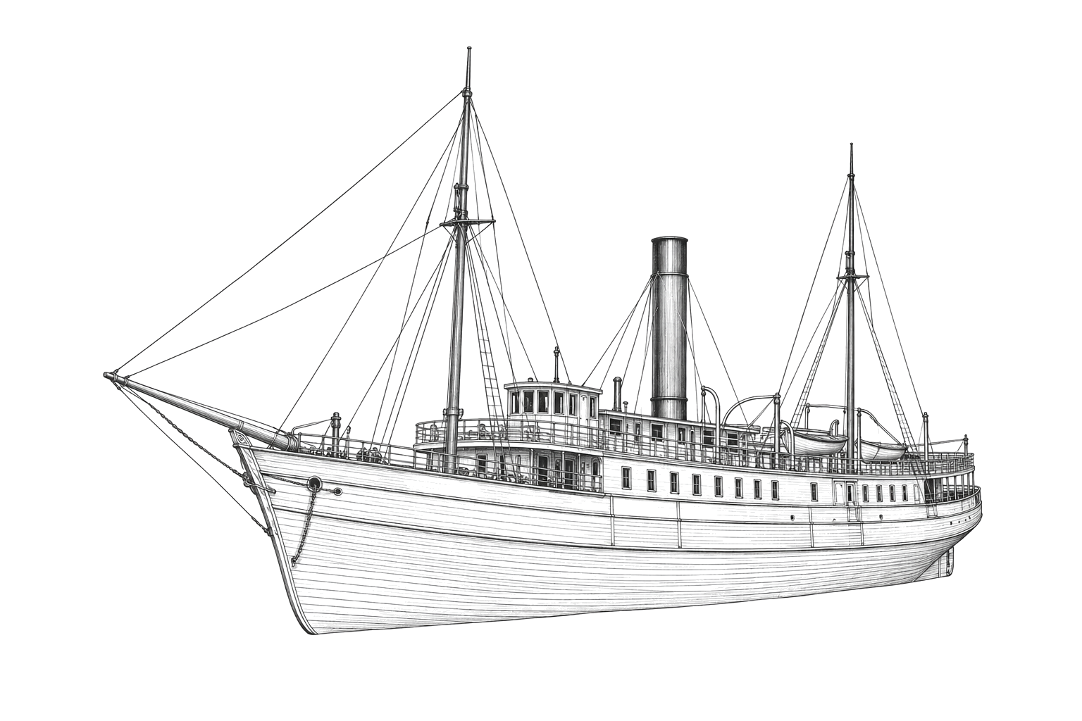 Engraved line drawing of the Lac La Belle
