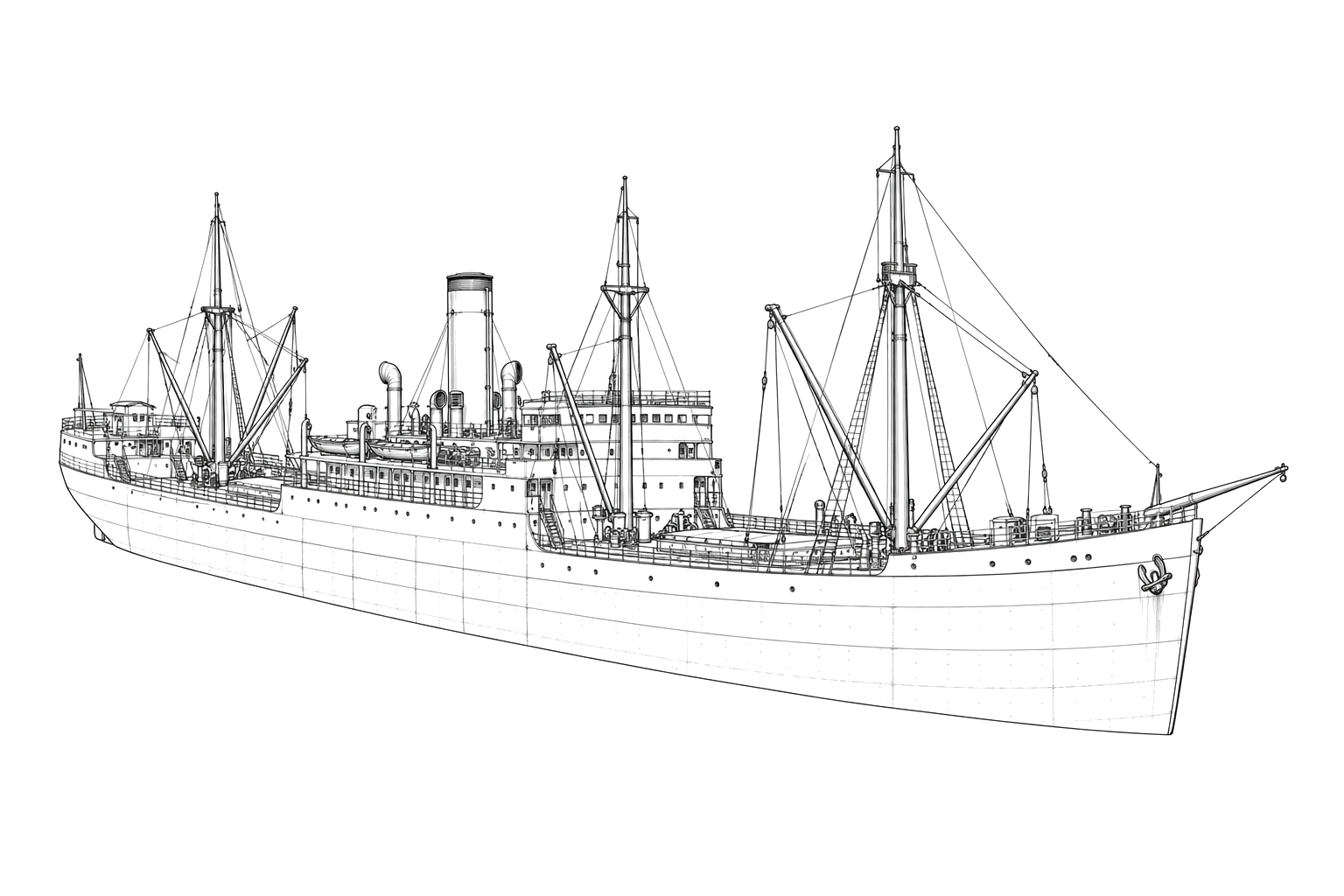 Engraved line drawing of the Liberator