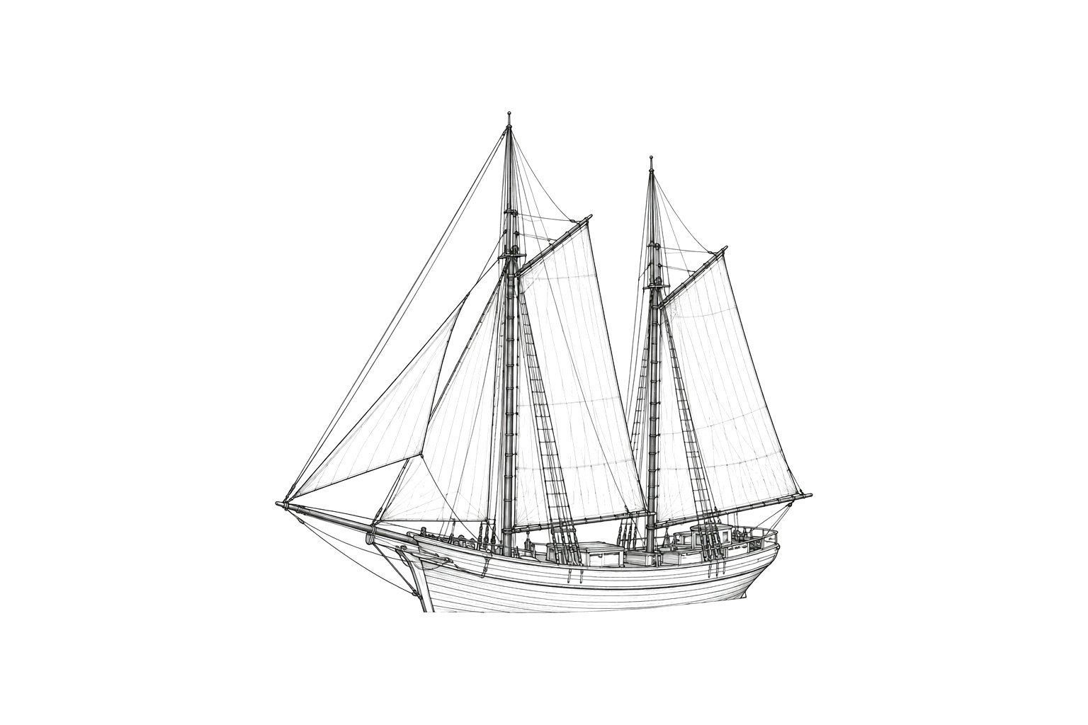 Engraved line drawing of the Annie Falconer