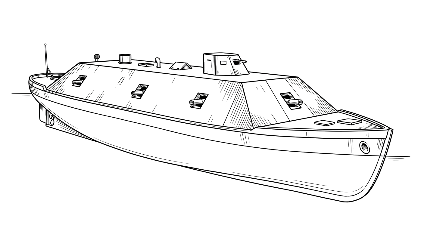 Engraved line drawing of the CSS Georgia