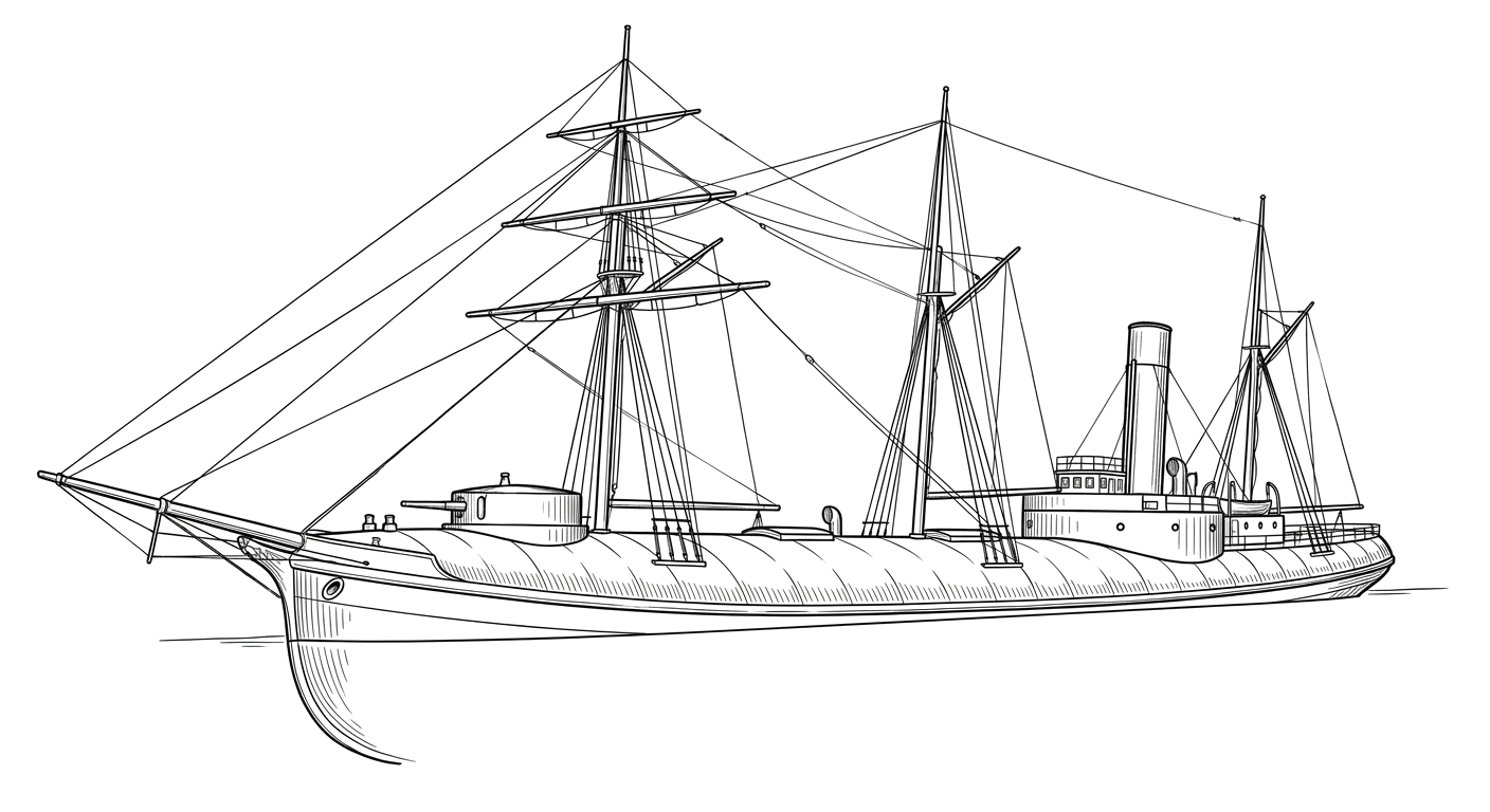 Engraved line drawing of the Charles W. Wetmore