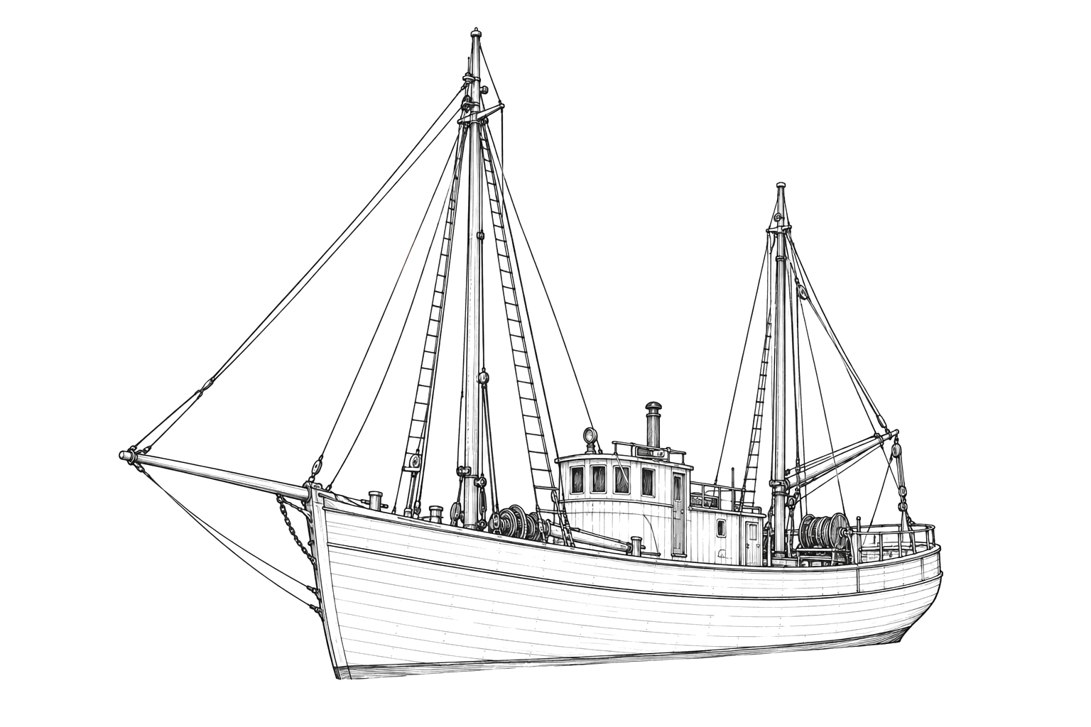 Engraved line drawing of the Thelma