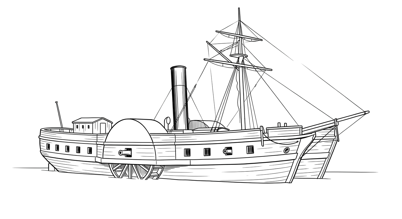 Engraved line drawing of the Fulton