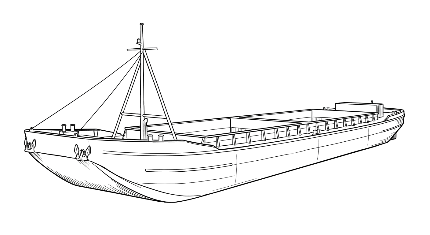 Engraved line drawing of the Sea Emperor