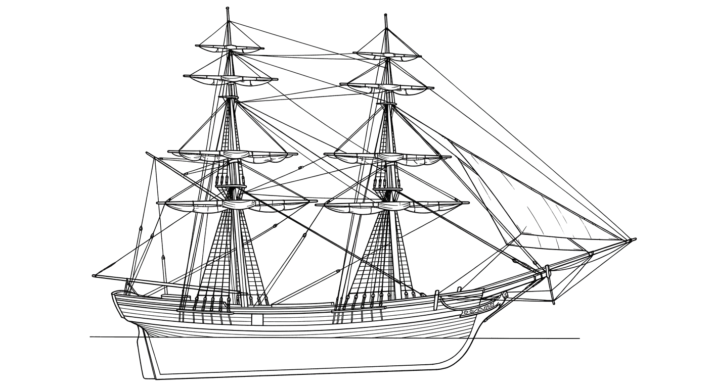 Engraved line drawing of the Sandusky
