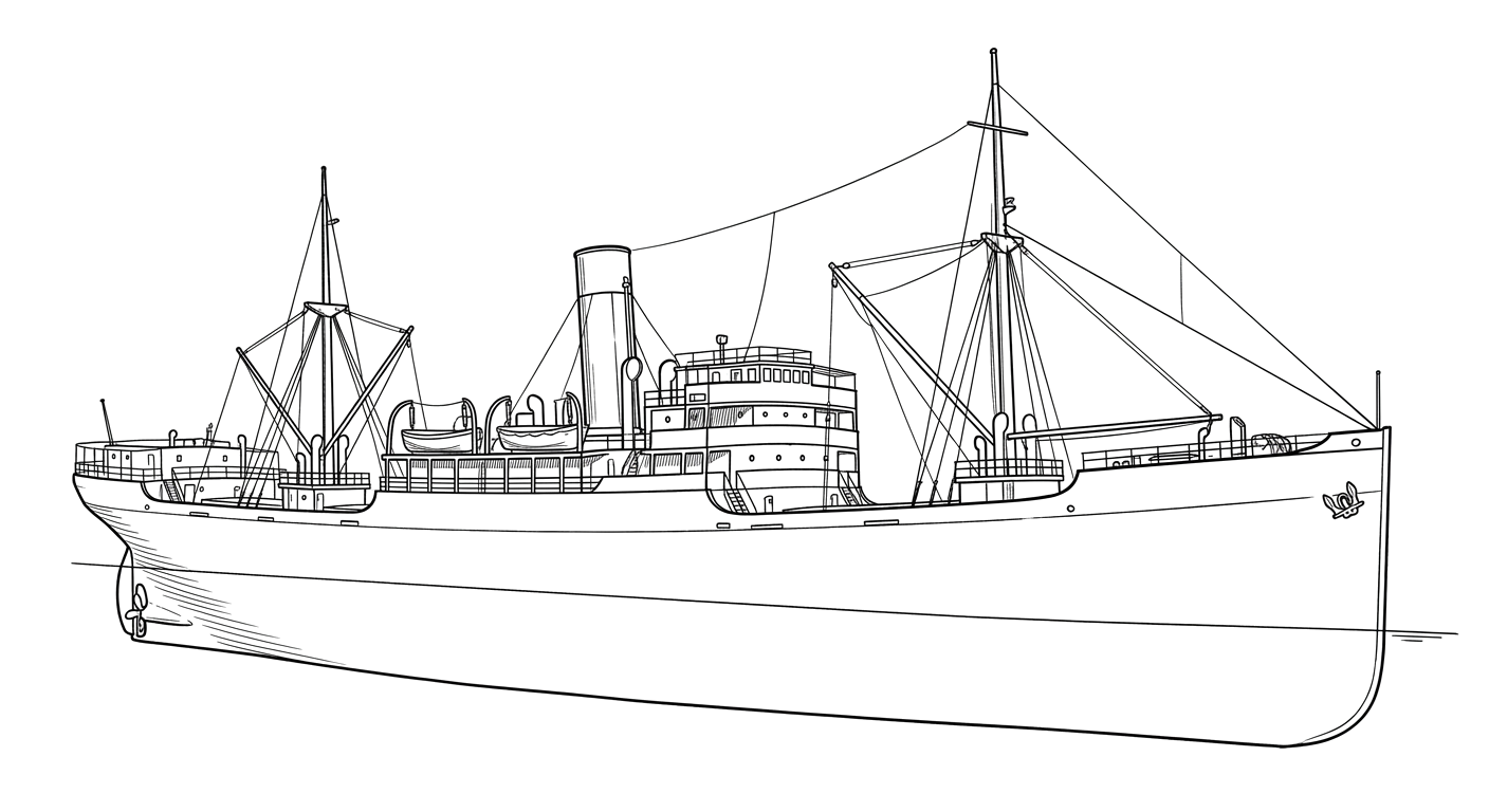 Engraved line drawing of the SS El Estero