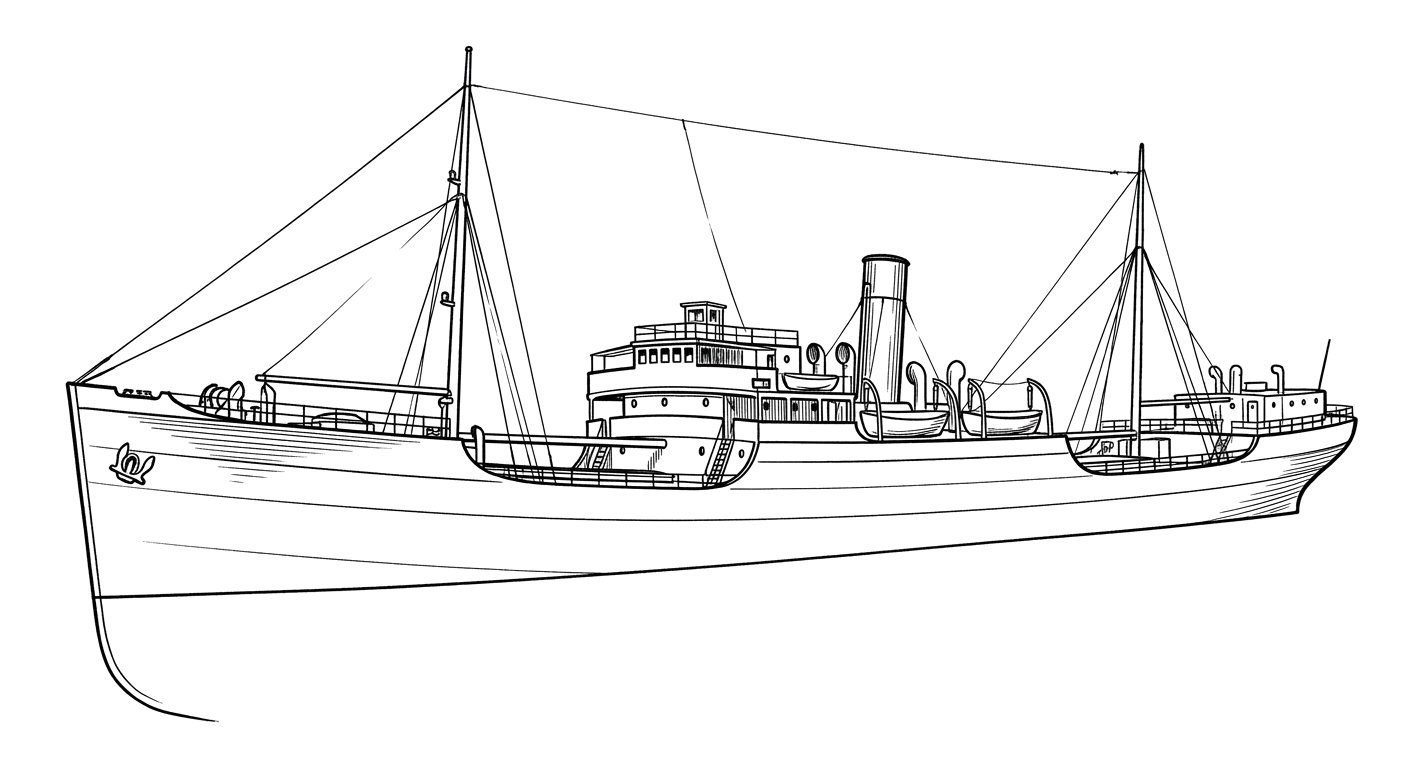 Engraved line drawing of the SS Republic