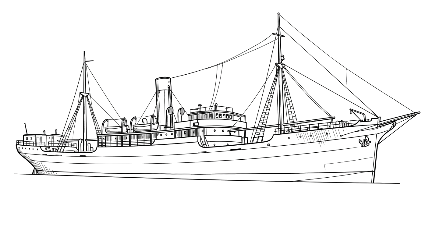 Engraved line drawing of the SS Nicoya