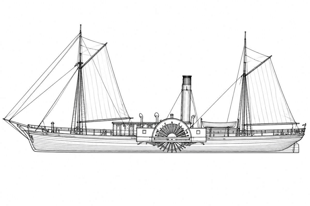 Engraved line drawing of the Royal Tar